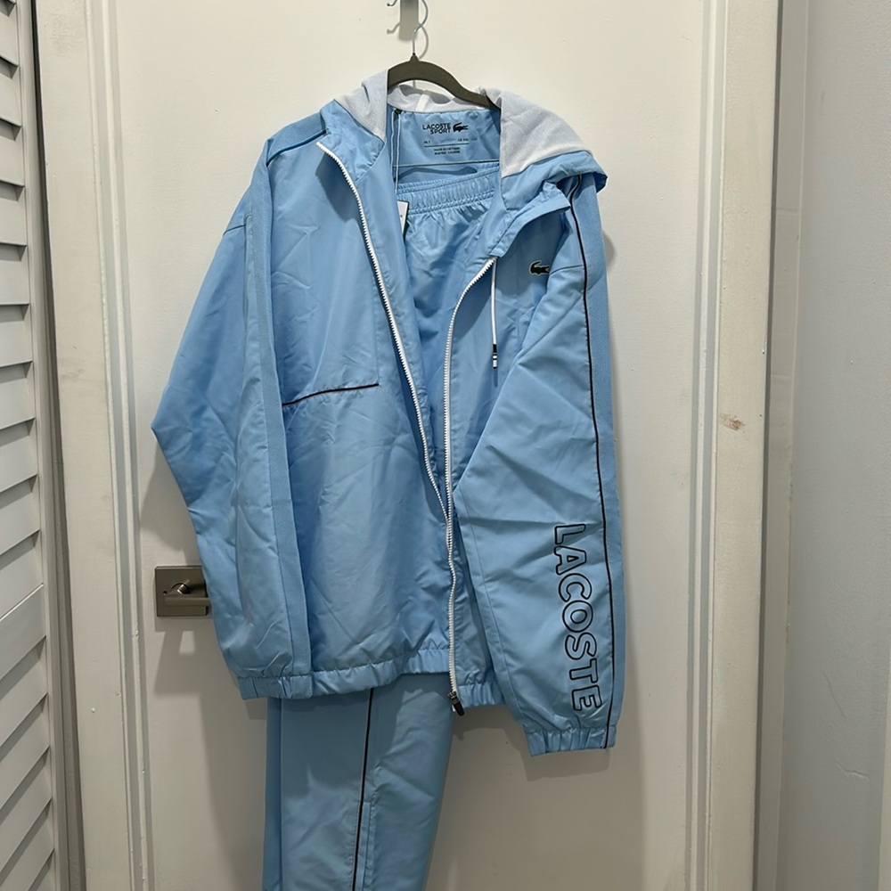 Lacoste Men's Sport Jacket-Big Croc,baby blue,size 7-XXL with pants